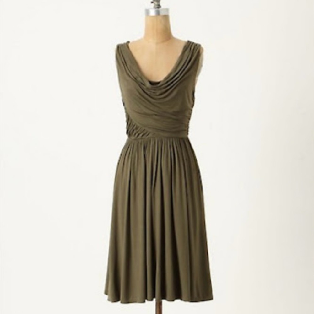 Anthropologie Deletta Pezza Dress in Olive Green